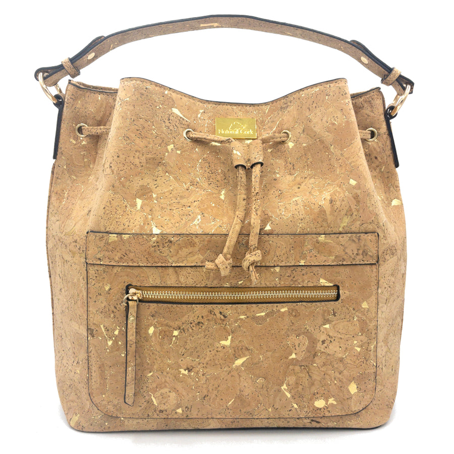 Anna Cork Hobo Shoulder Bag Natural with Golden_front