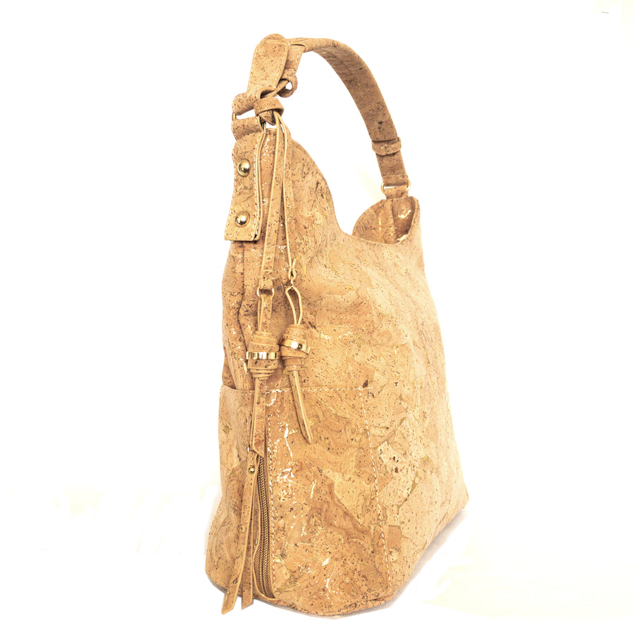 Elsbeth Cork Hobo Bag Natural with Golden side