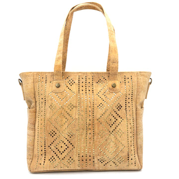 Products Ava Cork Daily Tote Bag Argyle Laser Cut front