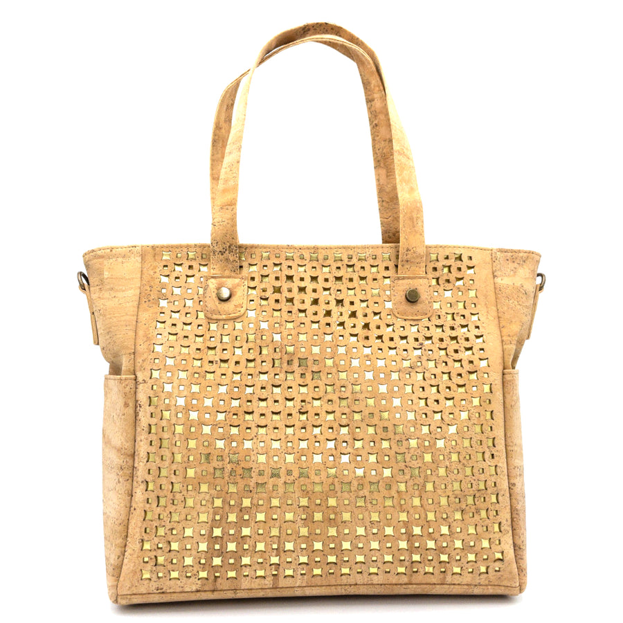 Ava Cork Daily Tote Bag Squares Laser Cut front