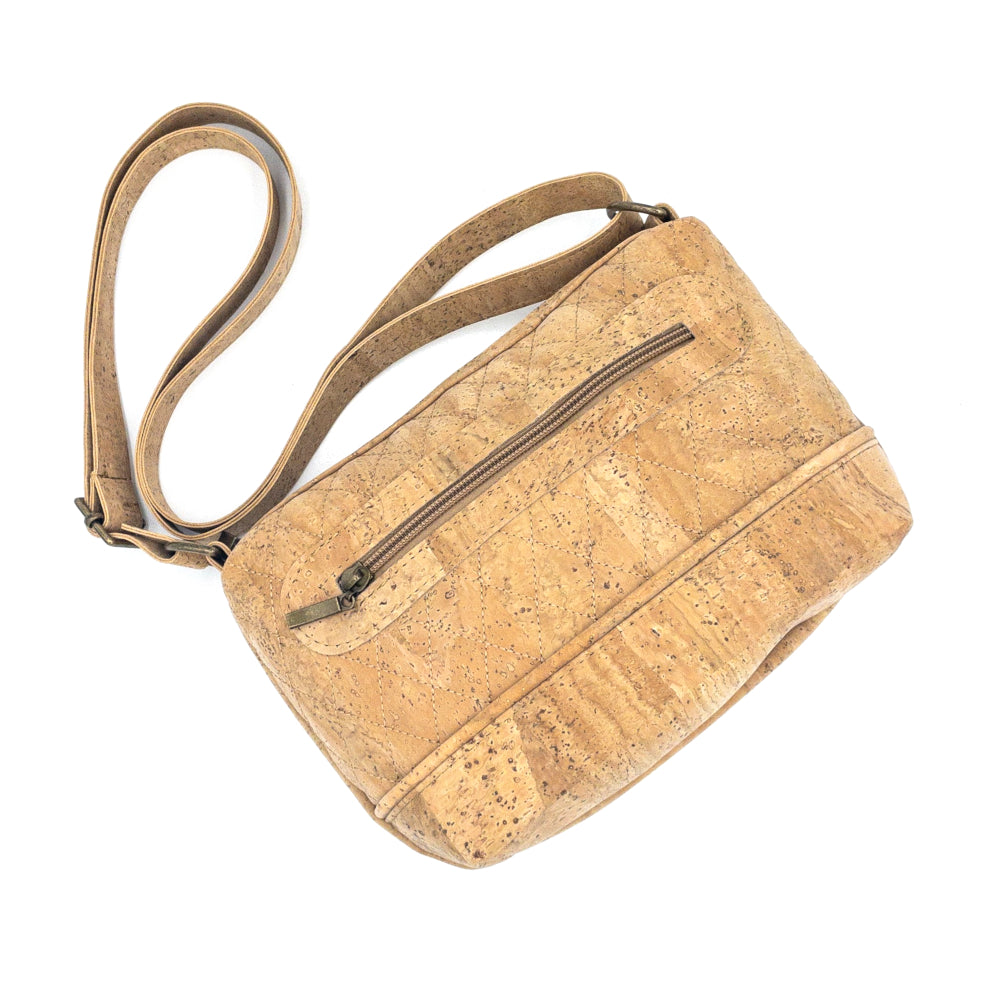 Effie Quilted Cork Messenger Bag top view