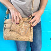 Products Harper Compact Cork Purse Natural with Silver_lifestyle shot