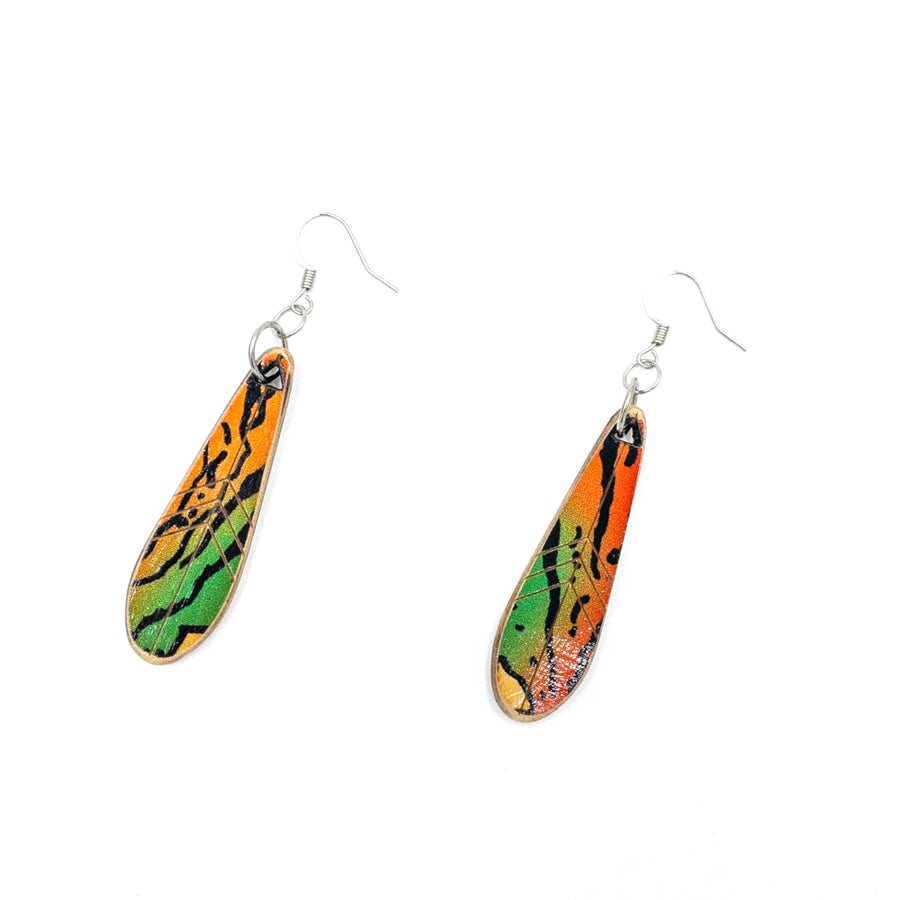 Kee Wood Earrings Feather Tiger top