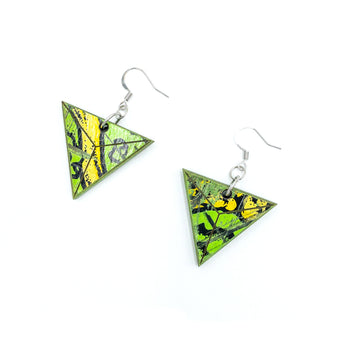 Kee Wood Earrings Triangle Lime top