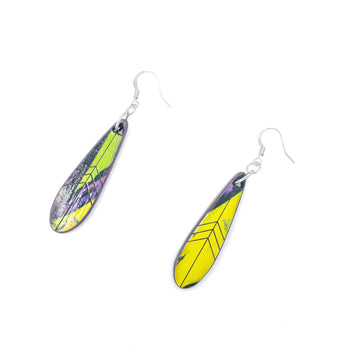 Kee Wood Earrings Feather Yellow top