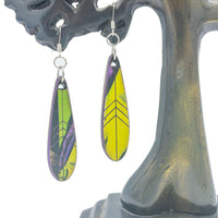 Kee Wood Earrings Feather Yellow front