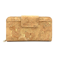 Lucy Bifold Cork Purse Natural with Golden front