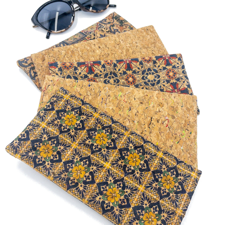 ora Cork Glasses Pouch Yellow Floral Tile_all 5 designs
