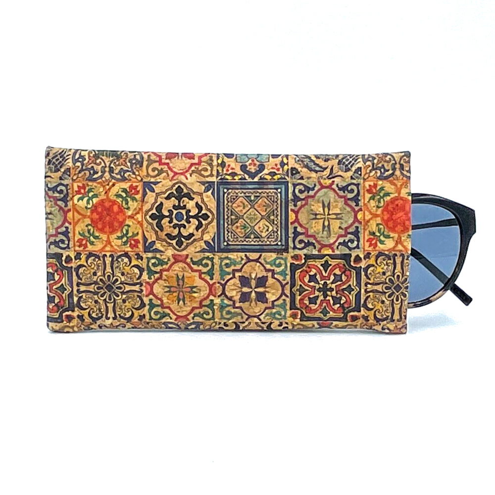 Nora_Cork_Glasses_Pouch_Bold_Mosaic with glasses