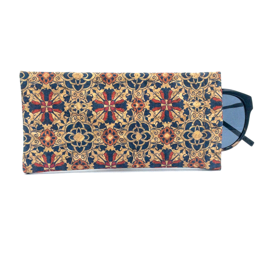 Nora Cork Glasses Pouch Red Floral_with glasses